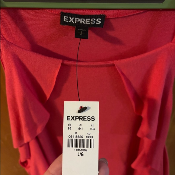 Express Vibrant Red Ruffle Top - Picture 3 of 3